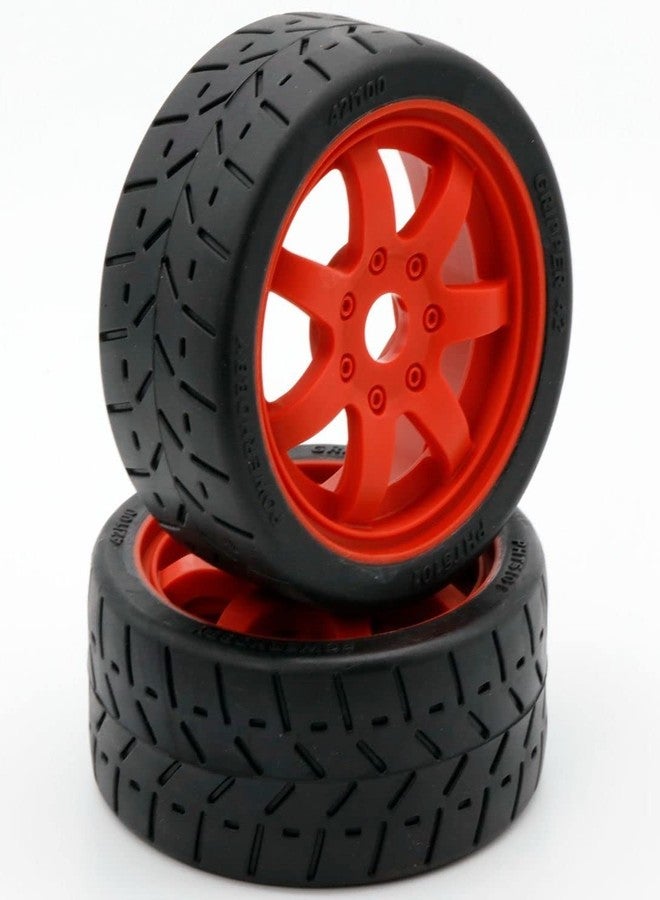 Power Hobbies 1/8 Gripper 42/100 Belted Mounted Front Tires/Wheels 17mm (2) Arrma Felony/Infraction/Limitless (Red) - Image 1